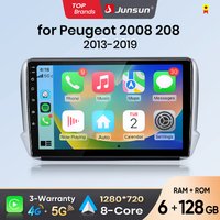 Radio samochodowe Junsun Android Auto do Peugeot 2008 208 2012 2013 2014 2015 2016 2017 2018, multimedialny bezprzewodowy Apple CarPlay, inteligentne systemy, ekran dotykowy IPS, odtwarzacz stereo