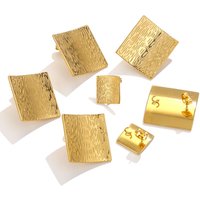 6pcs Square-Shaped Stainless Steel Gold Plated Earring Making Supplies Connectors Textured Earrings Jewelry Components Parts