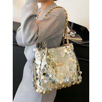 Trendy and personalized large sequin women's new casual large capacity stylish design armpit shoulder bag