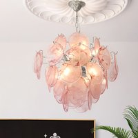 Modern Colorful Glass Chandelier LED French Milky White Crystal Pendant Light for Bedroom Living Room Decoration Hanging Lamp