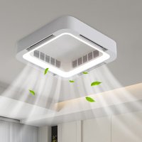 Square Bladeless Ceiling Fan with Light and Remote Control Recessed Modern Smart Ceiling Fan and Dimmable Light