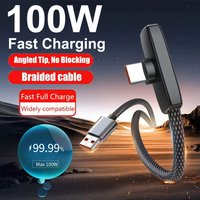 100W PD USB Type C Cable 90 Elbow Design Gaming Focused Tough Braided Exterior Premium Shell Rapid Charging Fast Transfer Cord
