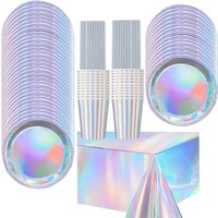 Silver birthday cutlery set equipped with laser paper tray and paper cups suitable for wedding parties disco decorations