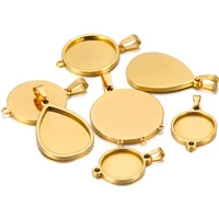 5pcs/lot stainless steel blank Cabochon Base Setting Charms Round Oval Pendant fit 15 20 25mm jewelry making supplies