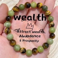 Attracting Wealth Money Natural Stone Bracelets Vintage Tiger Eye Green Jade Beaded Bracelet for Women Men Accessories Feng Shui