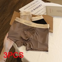 3PCS Thin Underwear Men Large Size Men's Panties Quick Drying Breathable Shorts Ice Silk Boxer Underpants Plus Luxury Underwears