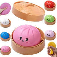Hot Sale Shinny Glitter Dumpling Glitter Crystal Steamer Bun Squishy with Box Dumplings Squeeze Toy for Stress Relief