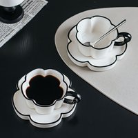 Floral Ceramic Coffee Cup Set Modern Mugs with Dish Spoon Afternoon Tea Cup Dessert Plate Perfect for Office Home Best Gift