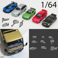 Automobile rearview mirror car model Auto Parts Scale model 1/64 for car truck race car sports car convertible vehicle