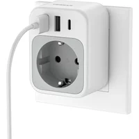 TESSAN 3600W Multiple Wall Socket with 1 AC Outlet 3 USB EU Plug Compact Wall Adapter for Home Office Kitchen Mini Plugs Adapter