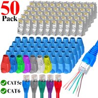 Ethernet Cable Connector Plug Cover RJ45 Cat6 Cat5e Connectors Ethernet Pass Through Plugs Protective Sleeve Cable Protectors