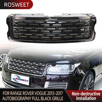 Full Black Front Bumper Grille ABS For Land Rover Range Rover Vogue 2013-2017 Autobiography Style Racing Grills L405 LR052715