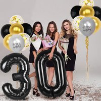 40 Inch Black Large Number 16/18/21/30/40/50/60th years old set with glitter Latex balloons Adult Men Birthday decoration