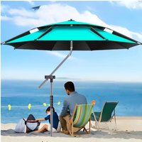 Double Layer Fishing Umbrella Large Beach Umbrella 2.0-2.6M Outdoor Beach Parasol Stainless Steel Rod Camping Sunshade Awning