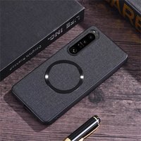 Magnetic Wireless Charging Case For Sony Xperia 1 VI 10 VI 5 V 1 IV 1 III Linen Pattern Silicone Shockproof Back Cover