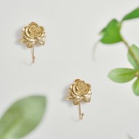 1PC, resin rose-shaped hooks, European retro gold and silver colored home decoration hooks