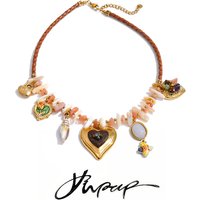Yhpup New Arrivals Handmade Jewelry Stainless Steel Shell Chain Heart Flower Drop Charm Statement Necklace Accessories