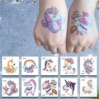 Cartoon Unicorn Party DIY Unicornion Birthday Tattoo Sticker Balloon Slap Bracelets Banner Rainbow Horse Theme Girls Birthday