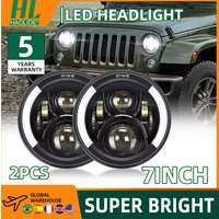 HAOLIDE Auto 7 Zoll Led Scheinwerfer Hallo/Low H4 Halo Winkel Augen DRL 12 V 24 V Für Jeep JK TJ OffRoad Defender Hummer 4x4 Suzuki Samurai