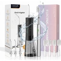 Water Flosser with Electric Toothbrush Combo, Rechargeable Oral Irrigator and Sonic Toothbrush Kit for Deep Cleaning