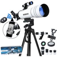 BOSSDUN 40070 Telescope w/Phone Adapter & Sturdy Tripod - 70mm Aperture for Stargazing, Birding, Beginners, Portable Scope