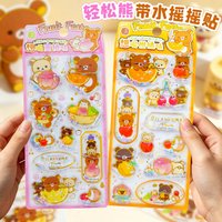 1-2pcs Kawaii Rilakkuma Bear 3d Shake Sticker Cute Diy Mobile Case Decorative Sticker Student Stationery Handbook Stickers Gifts