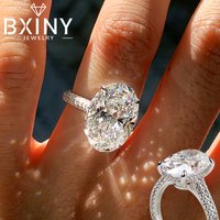 BXINY 8CT Oval Cut All Moissanite Ring 925 Sterling Silver for Women Sparkling Lab Diamond Wedding Band Jewelry with Certificate
