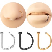5pcs/lot Stainless Steel Nose Rings, 20G/18G 8mm/10mm Hypoallergenic Nose Rings Hoops L Shaped Screw Nose Studs Piercing Jewelry