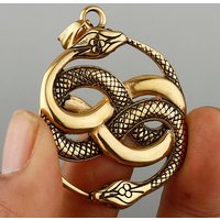 Retro Double Snake Pendant Necklace Nordic Vikings Ouroboros Animal Stainless Steel Necklace Jewelry Gift for Boyfriend