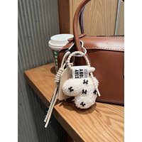 Fashion Love Heart Shaped Plush Keychain Handmade Lamb Wool Braided Rope Chain Retro Pendant Jewelry Accessory