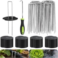 Heavy Duty U-Shaped Landscape Garden Stakes Staples with Plastic Gasket Pick Hook Assortment Kit for Weed Fabric Fence