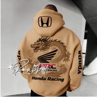 AliExpress Honda HRC Racing Team Cycling Hoodie Special Edition Retro Dragon Pattern Fashion Hoodie Men's Motorcycle Racing Off road Hoodie