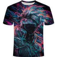 Summer New Handsome Naruto Kakashi Round Collar Short Sleeve 3 D Digital Printing T-shirts Students Joker Coat