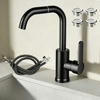 360 ° Drehbarer Doppel-Wasserhahn für Bad und Küche mit 2 Wasserleitungen und 4 Überlauf-Ringen für den Hausgebrauch