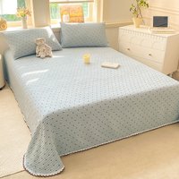 2026 New Arrival Crepe Fabric Bed Sheet with Lace Trim – Triple-Layer Design, Gentle on Skin and Breathable