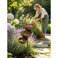 Floating Bee Water Station Bird Bath 3 Layer Drinking Bowl Garden Stake Outdoor Bee Bath Landscape Decor Wildlife Attractant