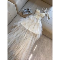 Summer French Vintage Elegant Dresses Women Princess Sexy Irregular Design Evening Party Dresses Female Chic Korea Style Clothes