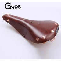 Gyes GS17 Retro Leather Saddle Steel Bow Gyes Genuine Cow Leather Seat Mat Road Bike Saddle For Men Bicycle Parts