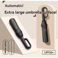 Large reinforced UV-resistant windproof rainproof fully automatic rotating buckle folding umbrella with double ribs