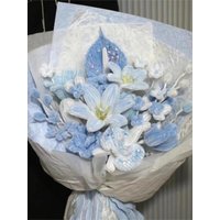 Handmade DIY Bundle Bunch of Ice Blue Roses Finished Product Graduation Season Gift for Boyfriend Artificial Flower Simulation