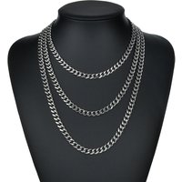 3/5/7MM Width Stainless Steel Cuban Link Chain Classic Punk Personality Jewelry Simple Fashion Couple Necklace for Men Women