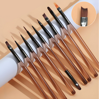 Nail Art Design Pen Painting Tools with Nail Extension Gel Brush Nail Gel Brush Salon at Home Diy Manicure 9PCS