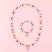 Makersland Halsketten für Mädchen Geschenk, niedliche Anhänger Accessoires Schmuck Sets, Kinder Mode bunte Perlen Herz Armband für Kind