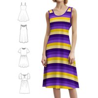 Groovy 70'S Striped Pattern : Purple And Gold Women's Hip Hop Streetwear Dress Graphic Print Party Club Wear 1970S 70S Groovy