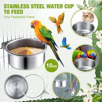 Stainless Steel Food Bowl for Parrots Multi-Use Hamster Bowl Food & Water Dish with Easy Cage Clip for Hamsters Squirrels Birds
