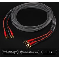 YYAUDIO One Pair HiFi Speaker Cable High Purity 6N OFC Core with Banana and Y 24K Gold Plug Horn Cable for Amplifier Speaker