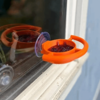 Suction Cup Window Bird Feeder Hanging Anti-leakage Bird Water Drinker Orange Waterproof Bird Feeding Station Bird Supplies