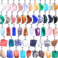 30 pcs Crystal Stone Pendants Gemstone Irregular Chakra Moon Shape Pendants for DIY Bracelets Necklaces Earrings Jewelry Making