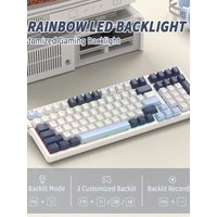 FREEWOLF K8 Wireless Hot Swap Mechanical Gaming Keyboard, Wired RGB Rainbow Backlit Keyboard Red Switch, Bluetooth 5.0/2.4Ghz/USB- C Tri Mode with 4000mAH Battery, US Layout for Mac/Win