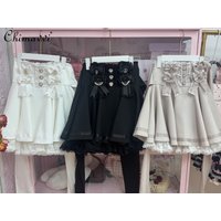 Japanese Liz Sweet Girl Skirt 2025 Autumn New Cute Lace Lace Bow Removable Princess Lolita Skirt Elegant Mini Womens Skirts